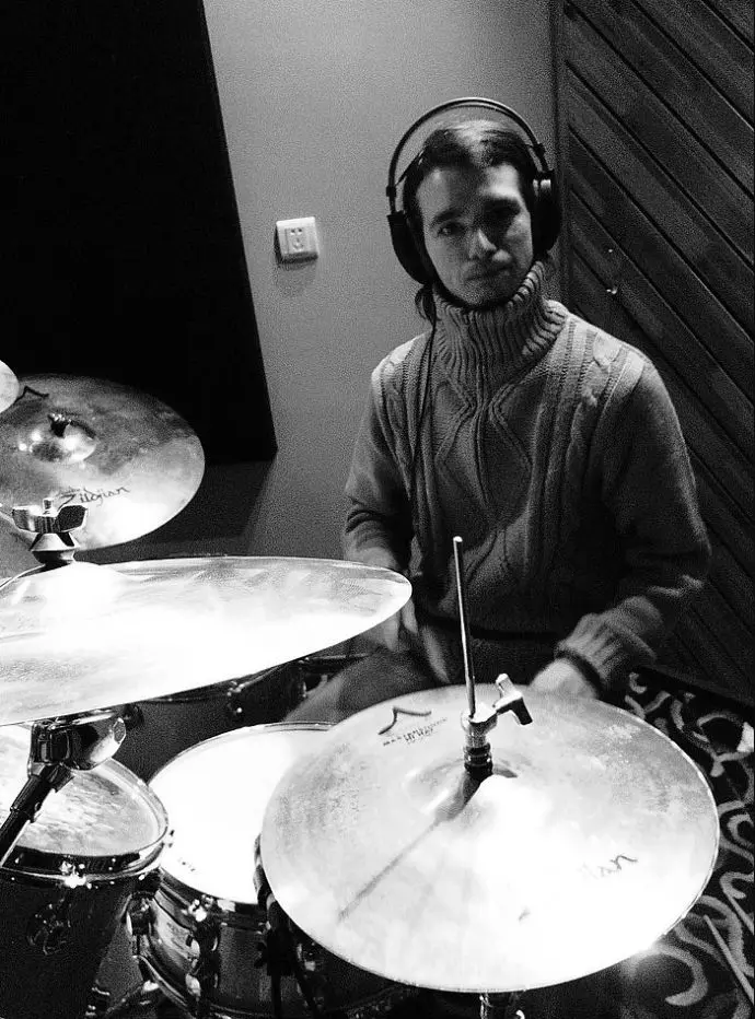 Davide Zabeo seated behind his drum kit